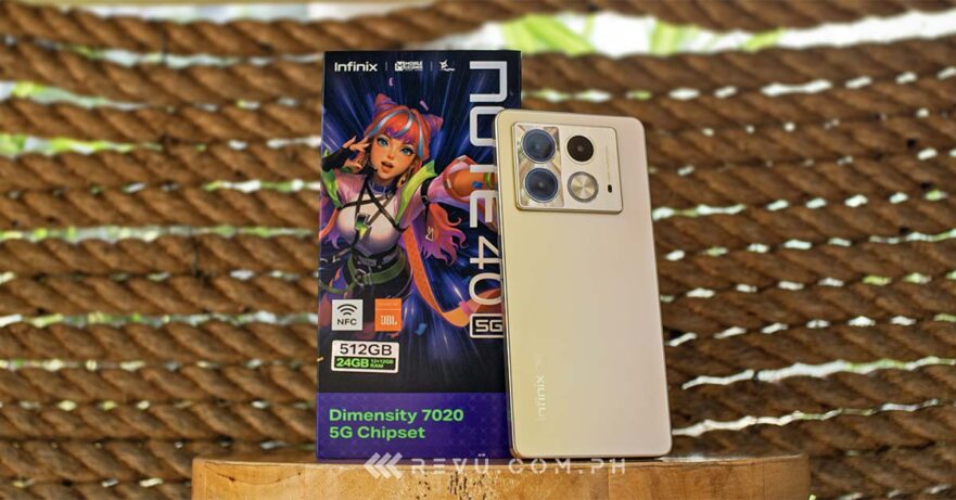 Esmeralda skin on Infinix NOTE 40 5G retail box via Revu Philippines