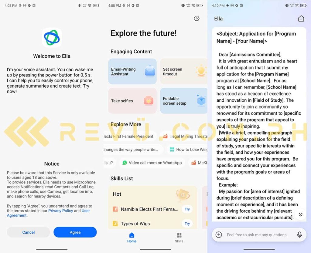 Using AI Assistant Ella on the TECNO PHANTOM V Flip2 5G via Revu Philippines