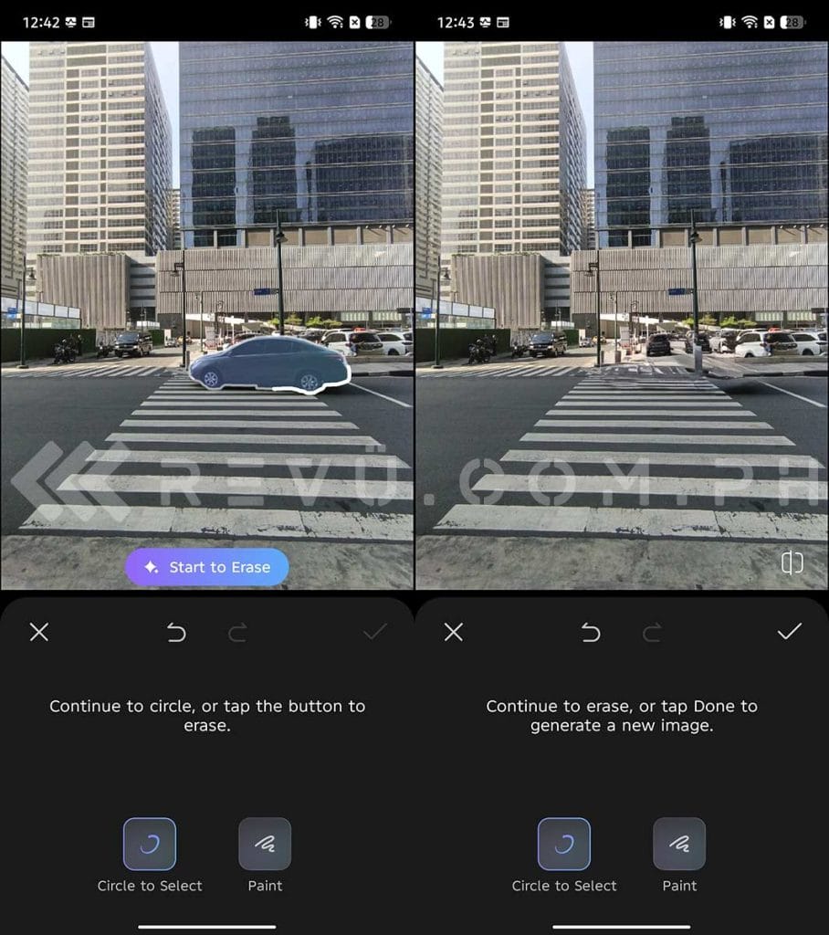 Infinix NOTE 50 Pro AI Eraser sample shots via Revu Philippines