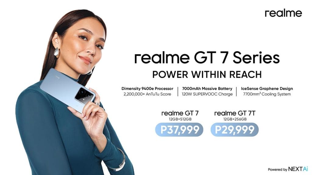 realme GT 7 and realme GT 7T price and specs and Kathryn Bernardo endorsement via Revu Philippines