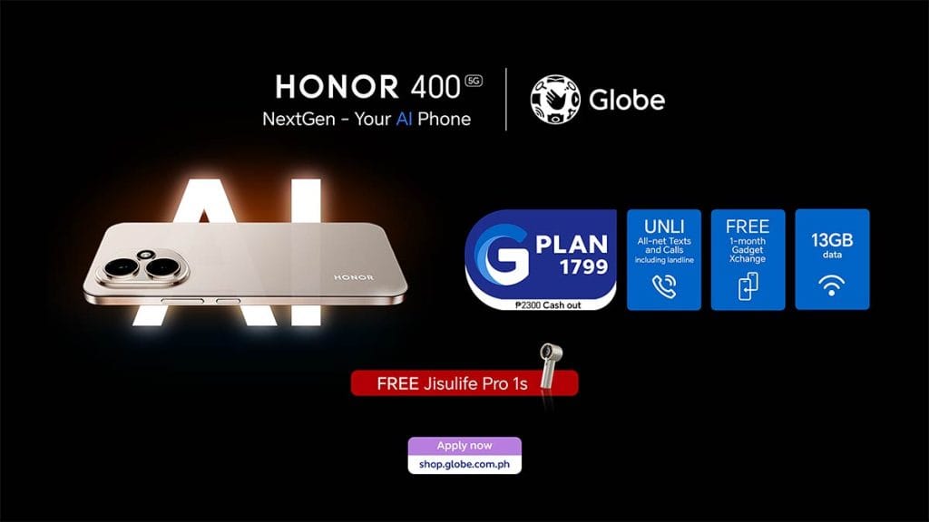 HONOR 400 5G Globe Postpaid plan availability via Revu Philippines