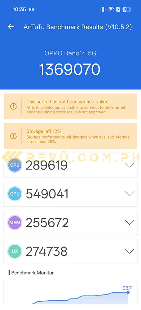 OPPO Reno14 5G benchmark score by Revu Philippines - Antutu
