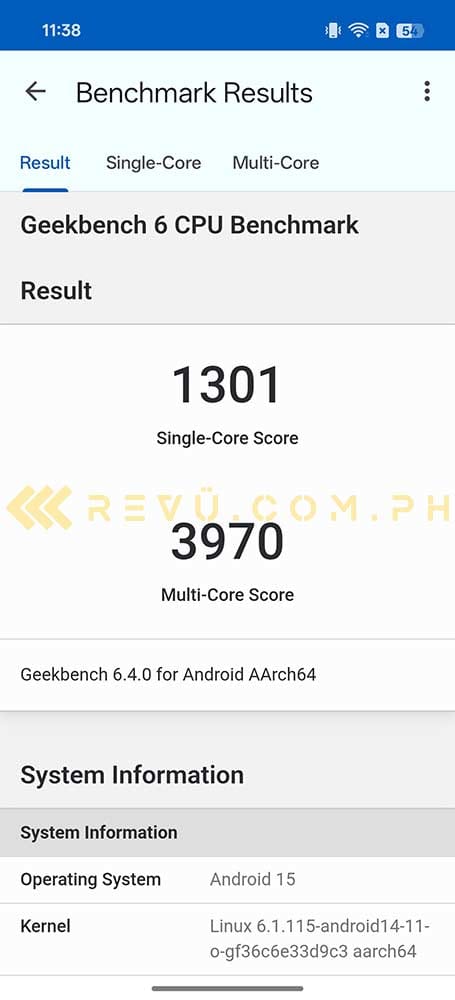 OPPO Reno14 5G benchmark score by Revu Philippines - Geekbench