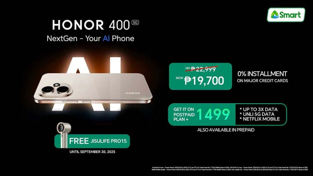 HONOR 400 5G Smart postpaid plan inclusions and freebie via Revu Philippines