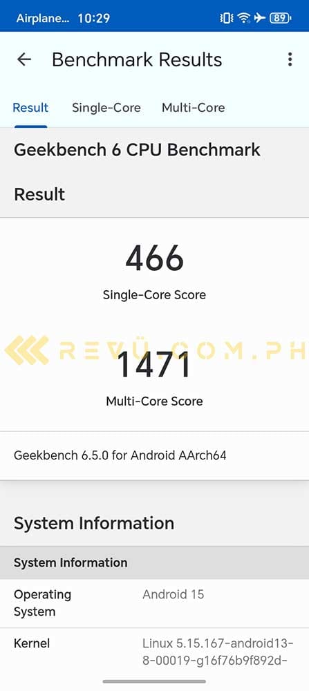 HONOR X7d benchmark score via Revu Philippines