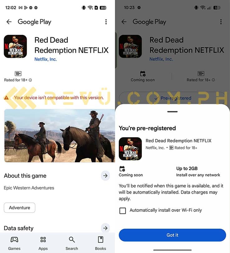 Red Dead Redemption Mobile Edition compatible devices or phones and tablets via Revu Philippines