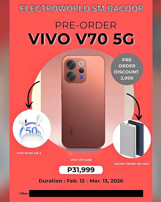 vivo V70 price leak via REVU Philippines