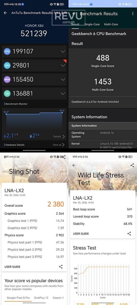 HONOR X8d benchmark scores REVU Philippines