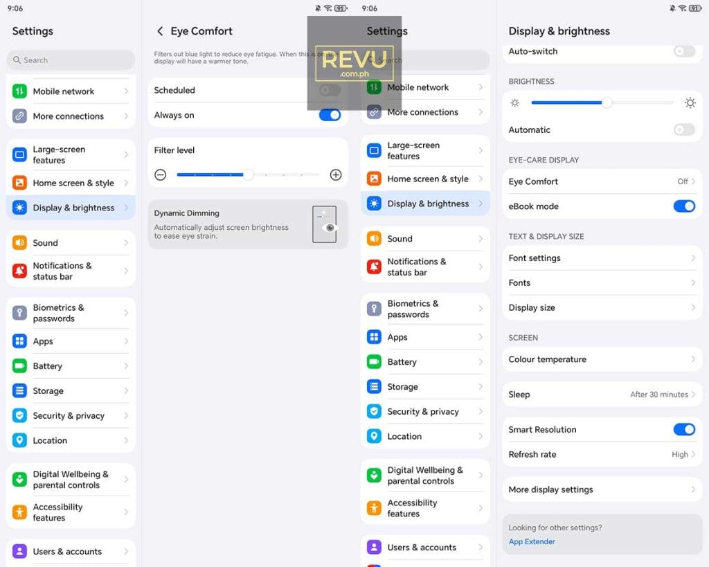 HONOR Pad X8b screen eye comfort features REVU Philippines