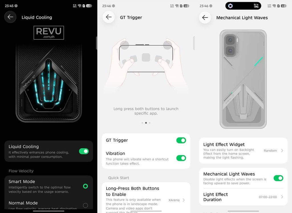 Infinix GT 50 Pro liquid cooling GT Trigger RGB lighting UI REVU Philippines