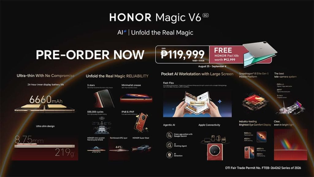 HONOR Magic V6 specs price preorder freebie REVU Philippines