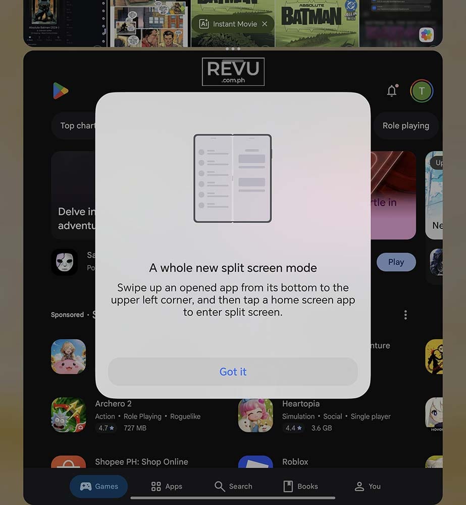 Multiple split-screen options REVU Philippines a