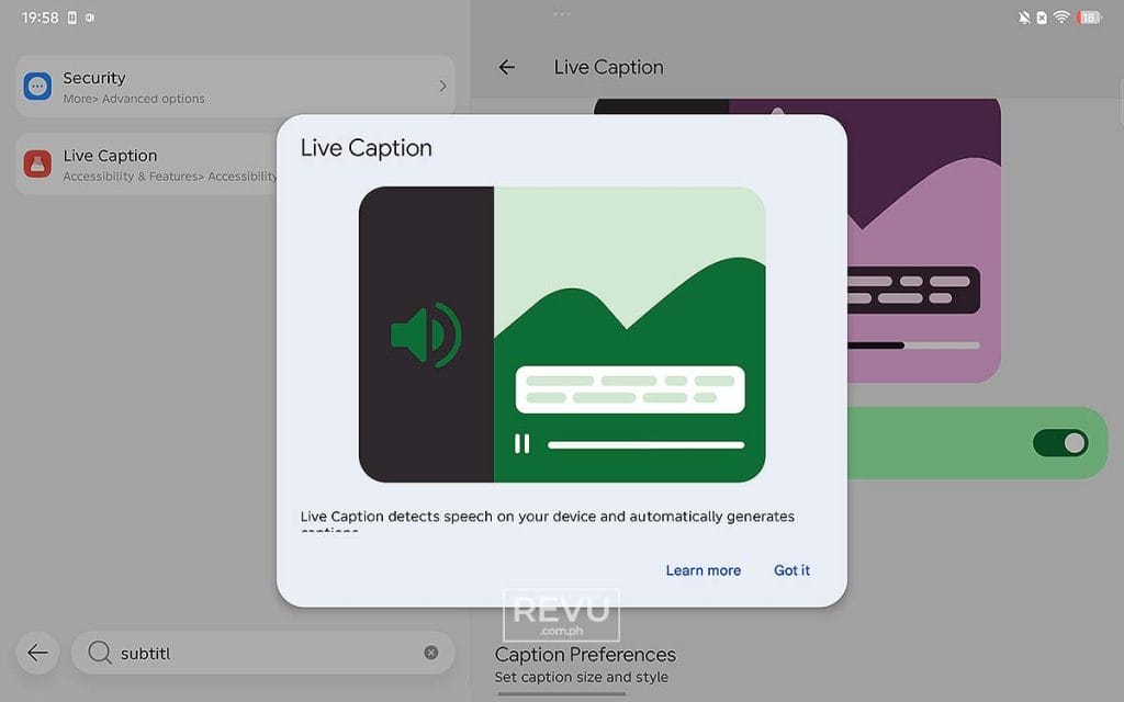 Infinix XPAD 30 Pro Live Caption AI feature REVU Philippines